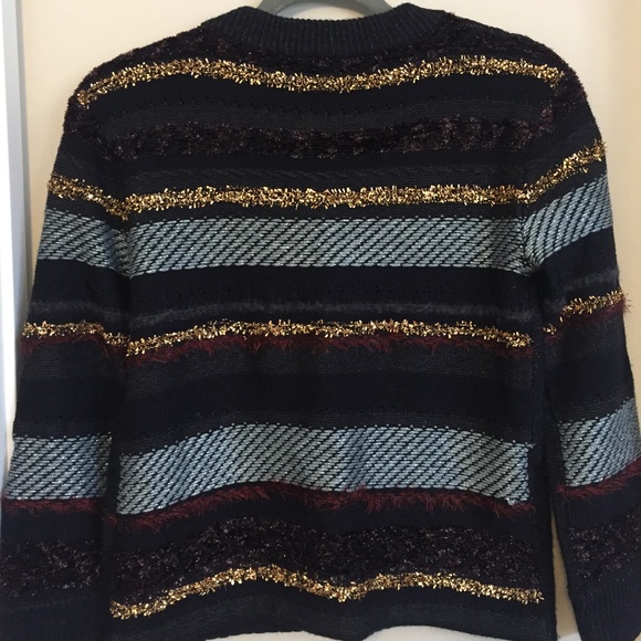 Tory Burch 'Danielle' Metallic Stripe Back Sweater - Picture 3 of 6